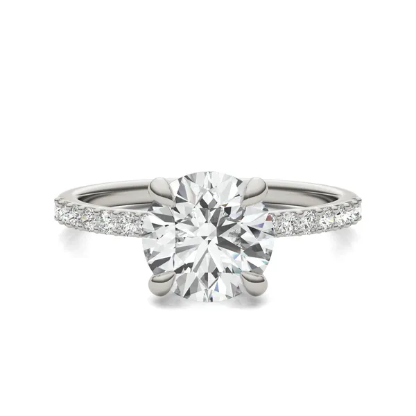 Round Custom Hidden Halo 1/2 Eternity Engagement Ring Setting